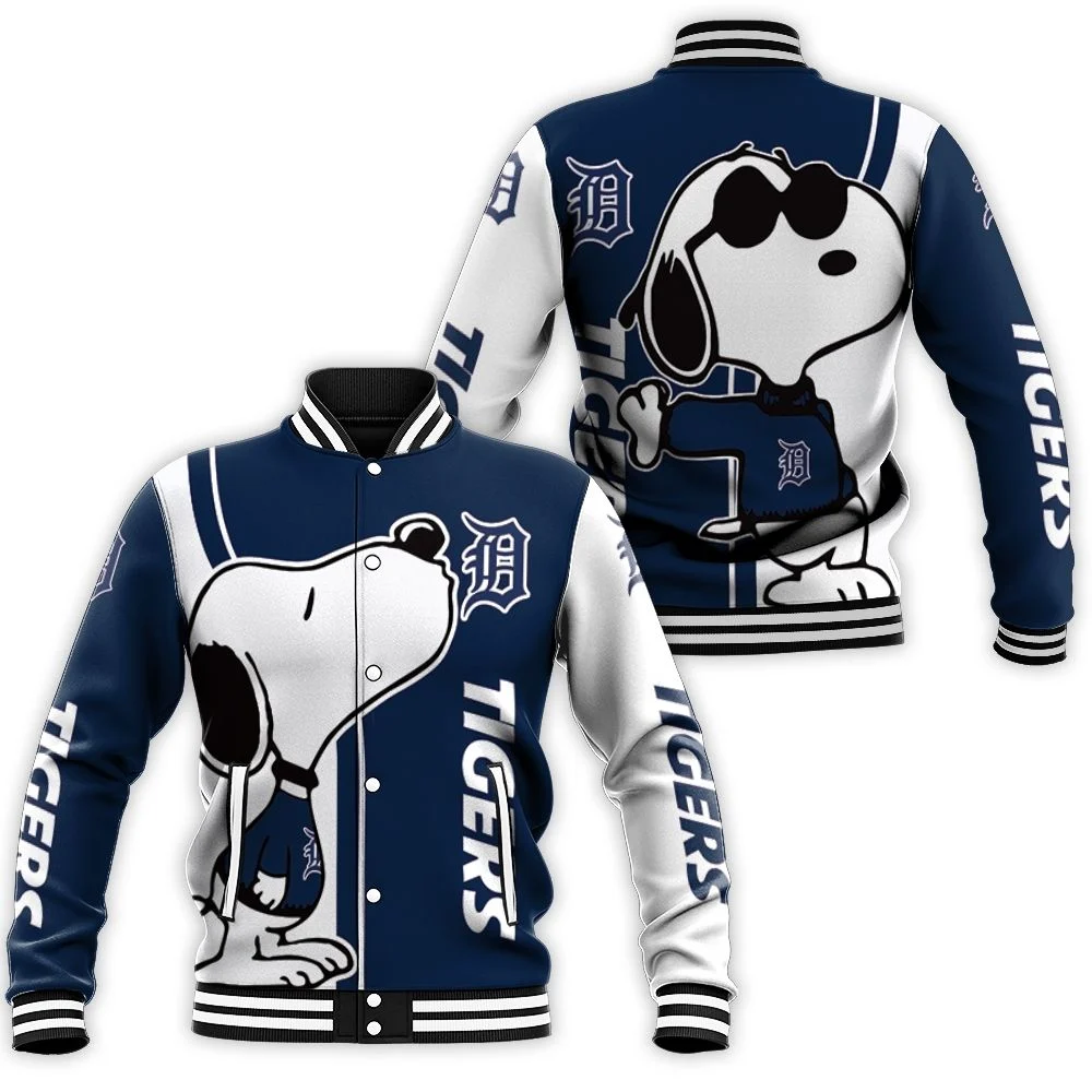 Detroit Tigers Snoopy Lover 3d Printed Baseball Jacket Detroit Tigers Snoopy Lover 3d Printed Baseball Jacket