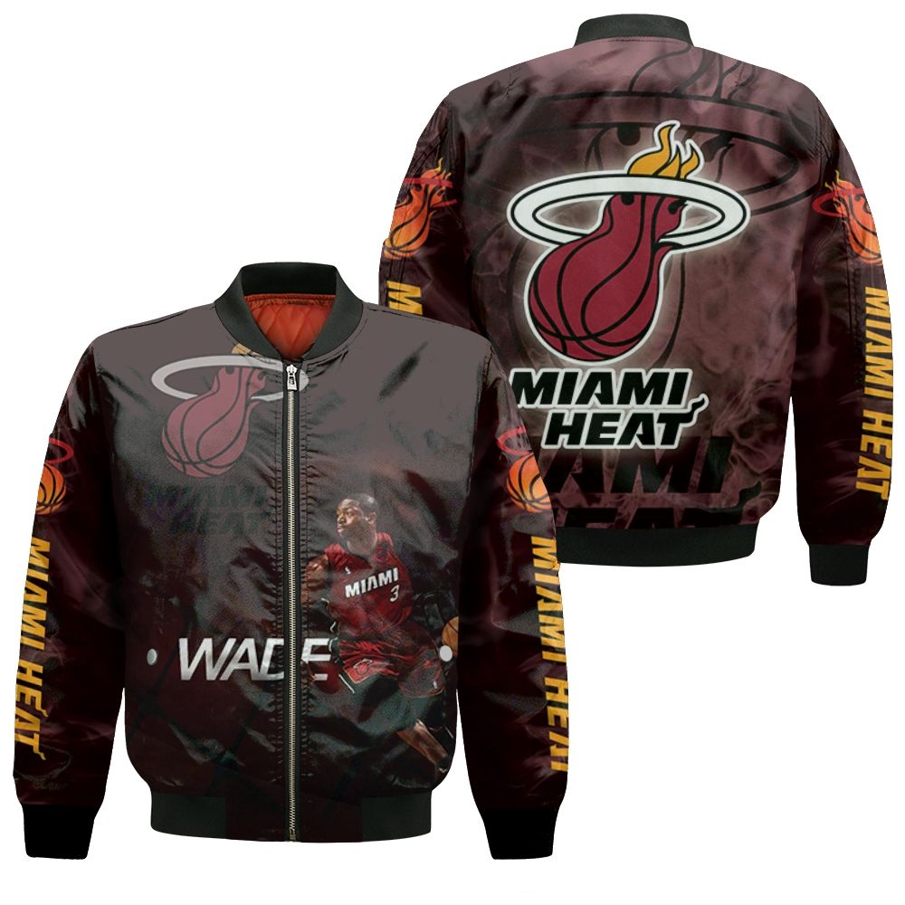 Dwyane Wade 3 Miami Heat Running Legend Player For Fan Bomber Jacket Dwyane Wade 3 Miami Heat Running Legend Player For Fan Bomber Jacket
