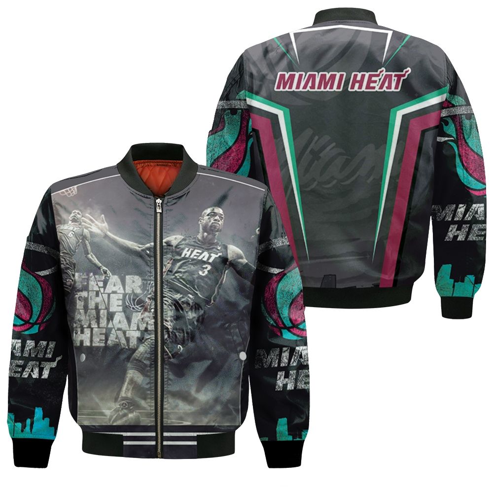 Dwyane Wade Fear The Miami Heat Legend Player For Fan Bomber Jacket Dwyane Wade Fear The Miami Heat Legend Player For Fan Bomber Jacket