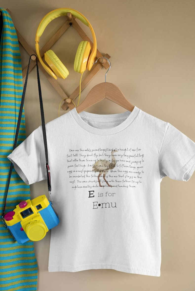 E Is For Emu Animal Alphabet Toddler ABC Shirt E Is For Emu Animal Alphabet Toddler ABC Shirt