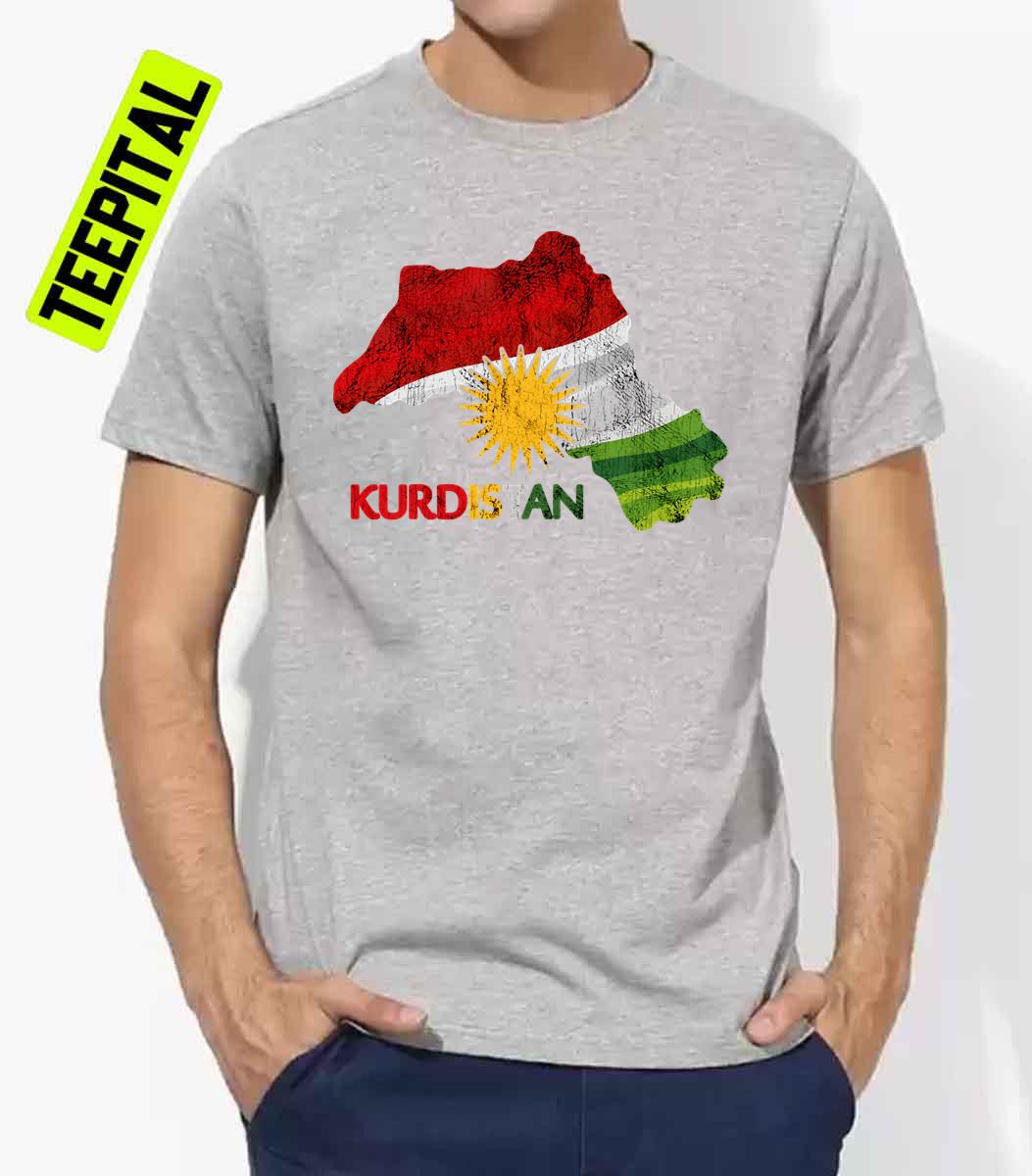 Flag Map Of Kurdistan Map Kurdistan T-Shirt Flag Map Of Kurdistan Map Kurdistan T-Shirt