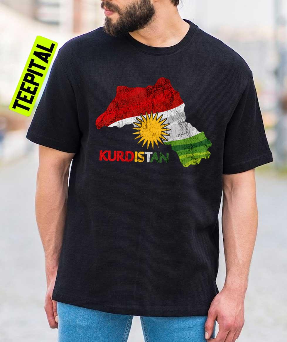 Flag Map Of Kurdistan Map Kurdistan T-Shirt Flag Map Of Kurdistan Map Kurdistan T-Shirt
