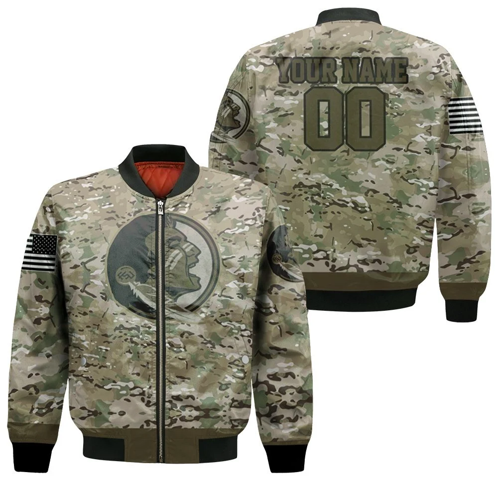 Florida State Seminoles Camo Pattern 3d Personalized Bomber Jacket Florida State Seminoles Camo Pattern 3d Personalized Bomber Jacket