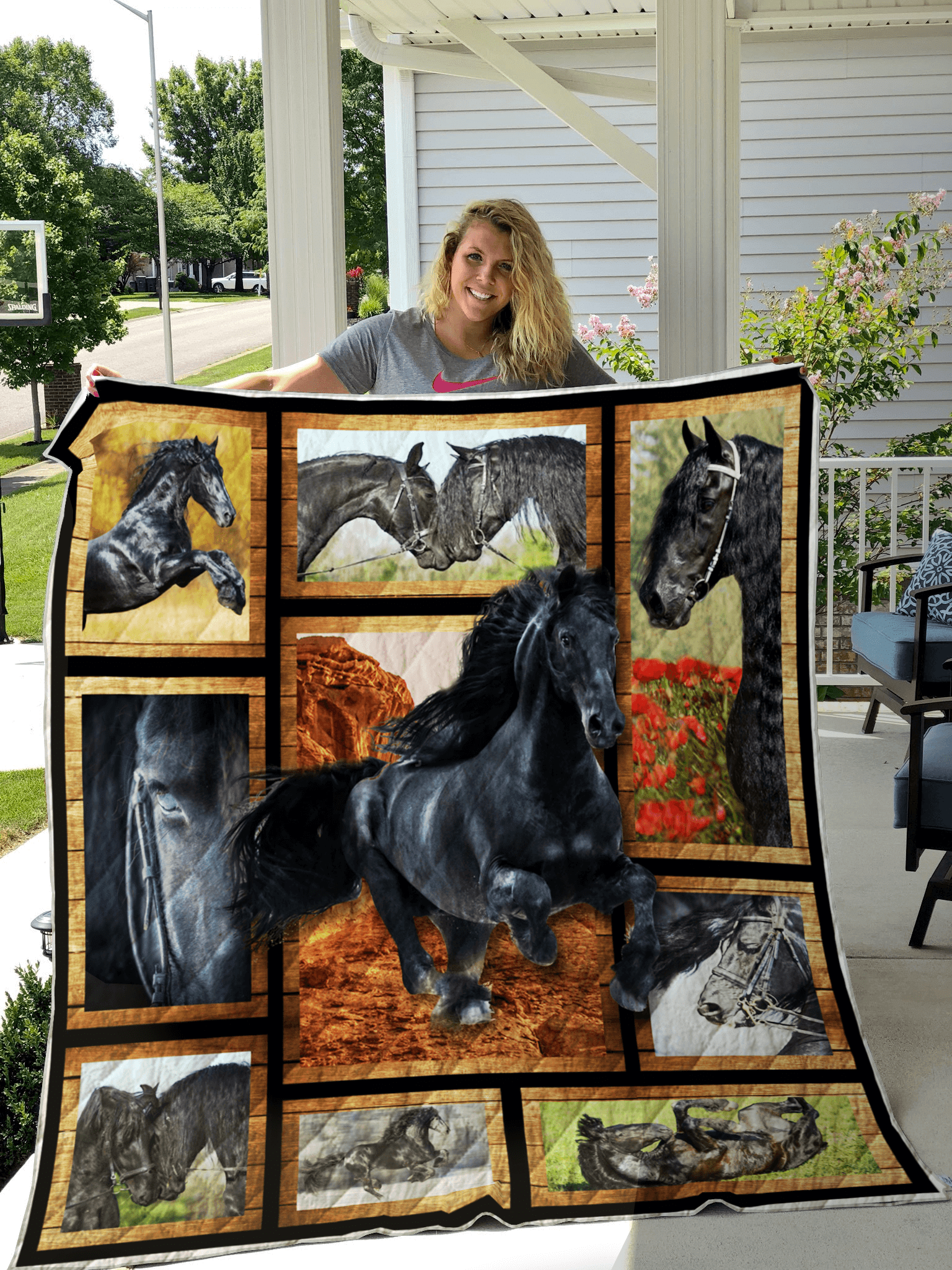 Friesian Horse On Racing Quilt Blanket Great Customized Blanket Gifts For Birthday Christmas Thanksgiving Friesian Horse On Racing Quilt Blanket Great Customized Blanket Gifts For Birthday Christmas Thanksgiving