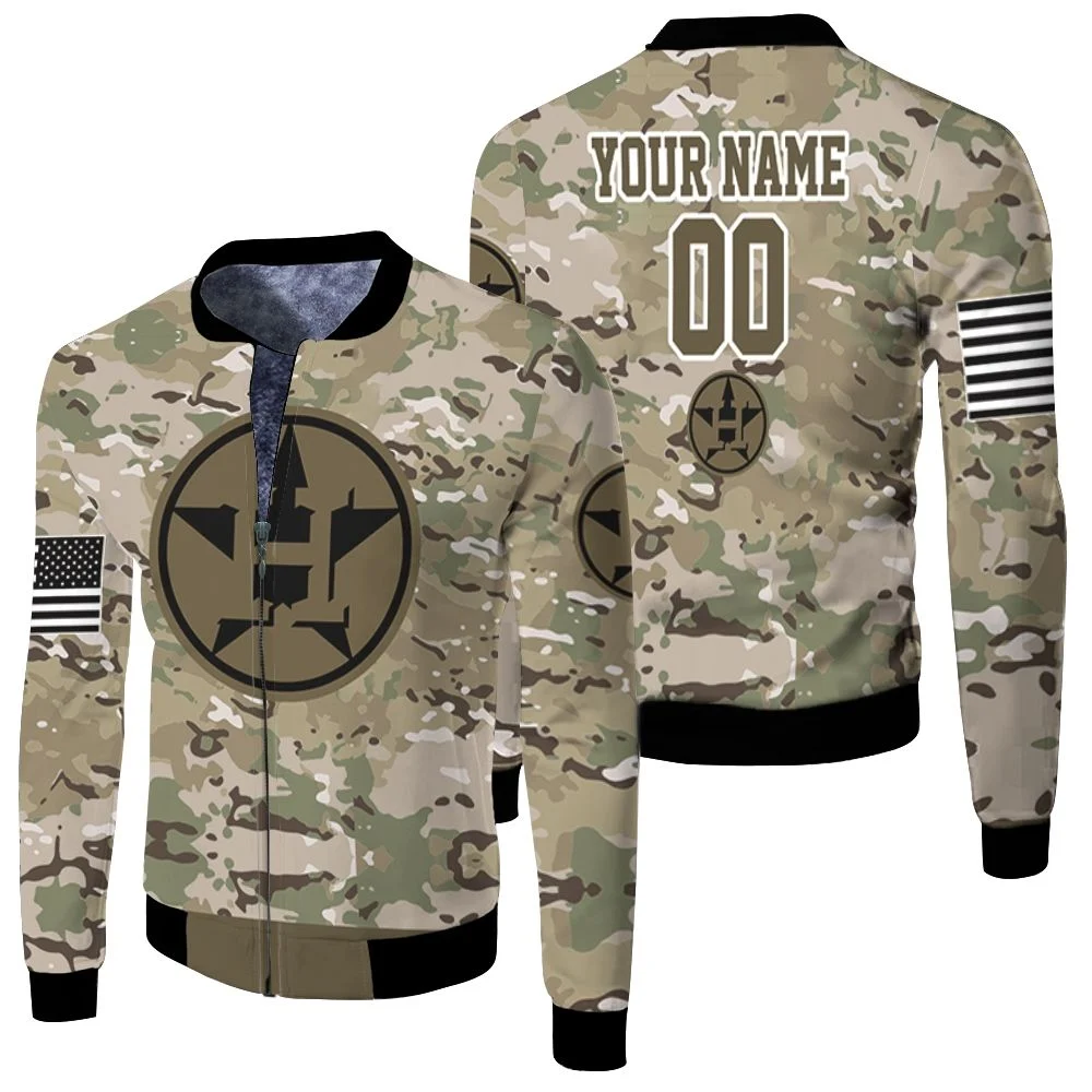 Houston Astros Camouflage Veteran 3d Personalized Fleece Bomber Jacket Houston Astros Camouflage Veteran 3d Personalized Fleece Bomber Jacket