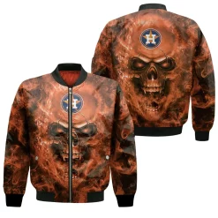 Houston Astros Mlb Fans Skull Bomber Jacket