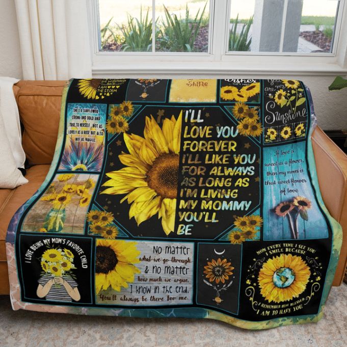 I Love You Mommy Sunflower Blanket Gift For Mom Birthday Gift Home Decor I Love You Mommy Sunflower Blanket Gift For Mom Birthday Gift Home Decor
