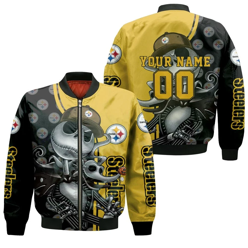 Jack Skellington Pittsburgh Steelers 3d Personalized Bomber Jacket Jack Skellington Pittsburgh Steelers 3d Personalized Bomber Jacket