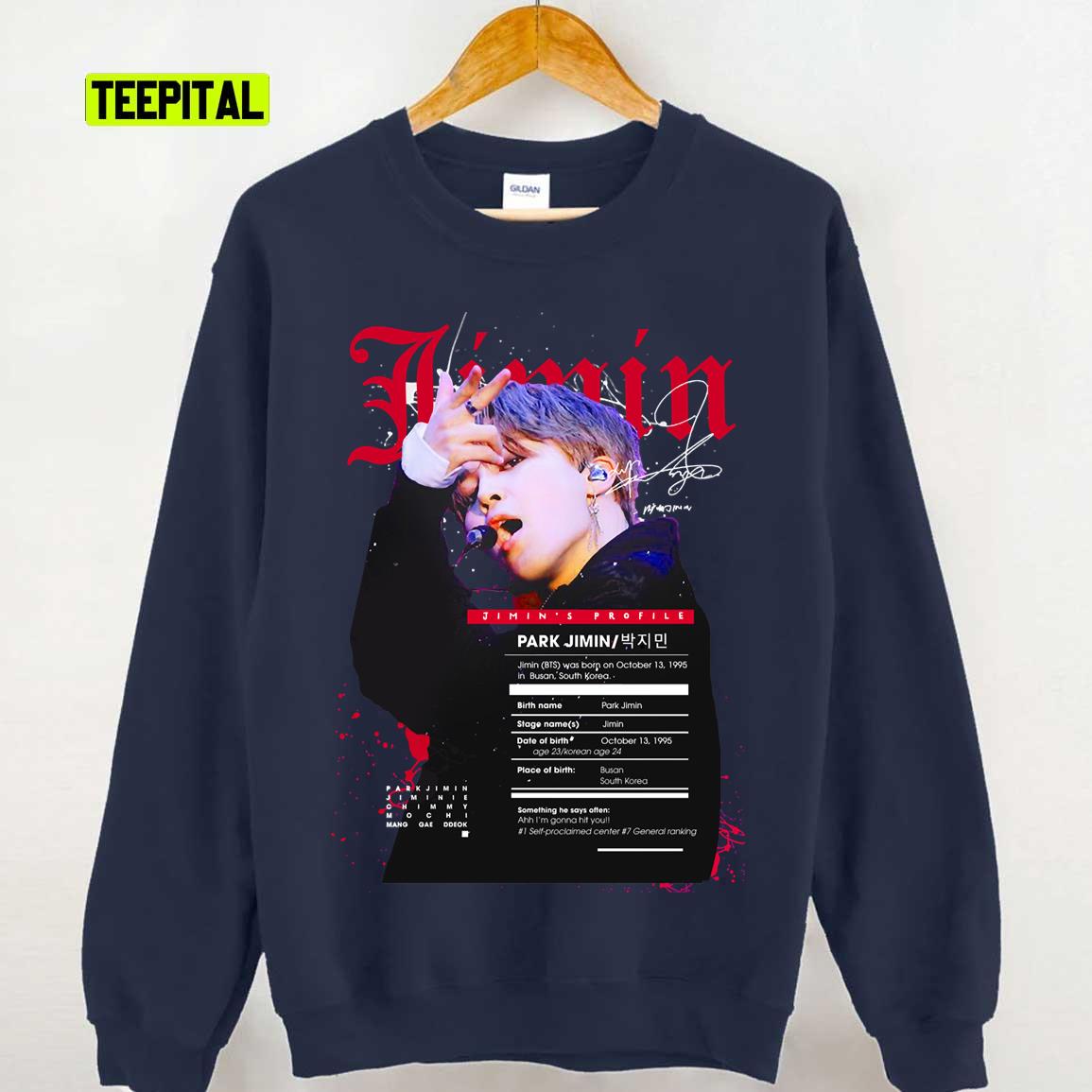 Jimin BTS BANGTAN Profile Fanart Unisex Sweatshirt Jimin BTS BANGTAN Profile Fanart Unisex Sweatshirt