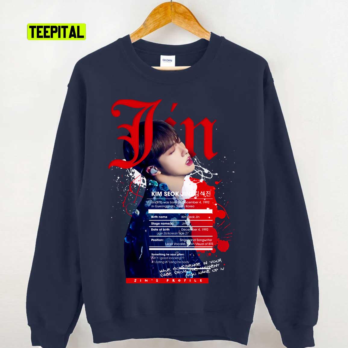 Jin BTS BANGTAN Profile Fanart Unisex Sweatshirt Jin BTS BANGTAN Profile Fanart Unisex Sweatshirt