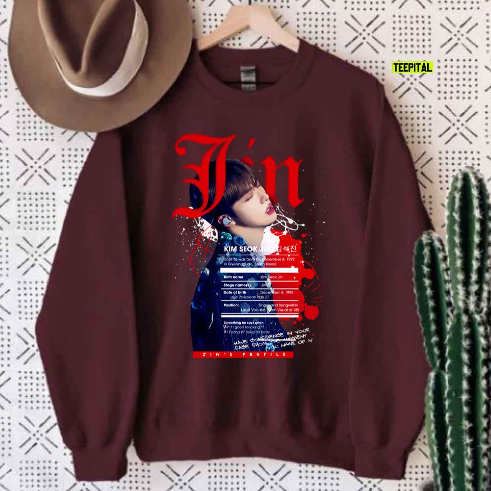 Jin BTS BANGTAN Profile Fanart Unisex Sweatshirt Jin BTS BANGTAN Profile Fanart Unisex Sweatshirt
