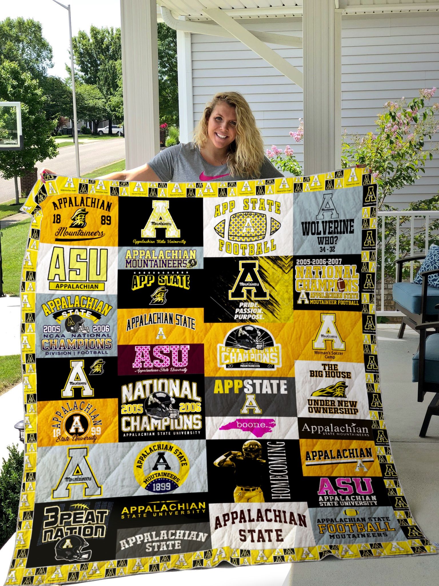 Ncaa Appalachian State Mountaineers Quilt Blanket #1457 Ncaa Appalachian State Mountaineers Quilt Blanket #1457