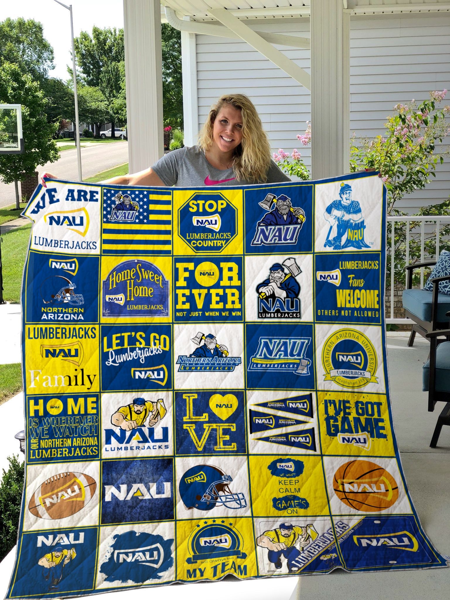 Ncaa Northern Arizona Lumberjacks Quilt Blanket #1509 Ncaa Northern Arizona Lumberjacks Quilt Blanket #1509