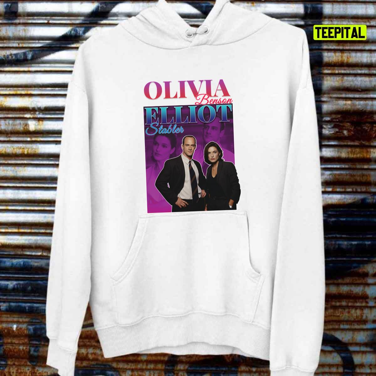 Olivia Benson And Elliot Stabler 90s Inspired Vintage Homage T-Shirt Olivia Benson And Elliot Stabler 90s Inspired Vintage Homage T-Shirt