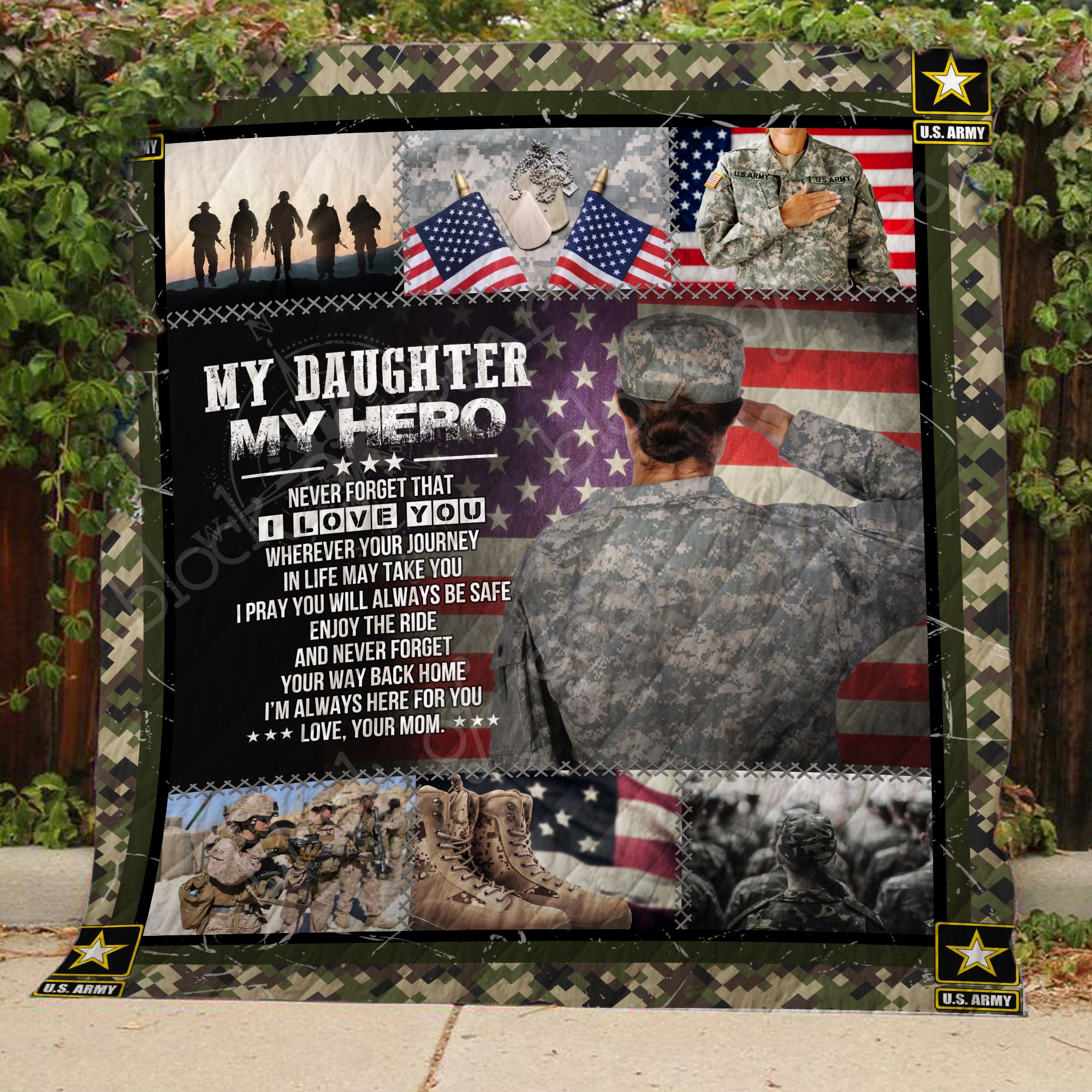 Personalized Us Army To My Daughter From Mom My Hero Never Forget That I Love You Quilt Blanket Great Customized Perfect Us Army Personalized Us Army To My Daughter From Mom My Hero Never Forget That I Love You Quilt Blanket Great Customized Perfect Us Army