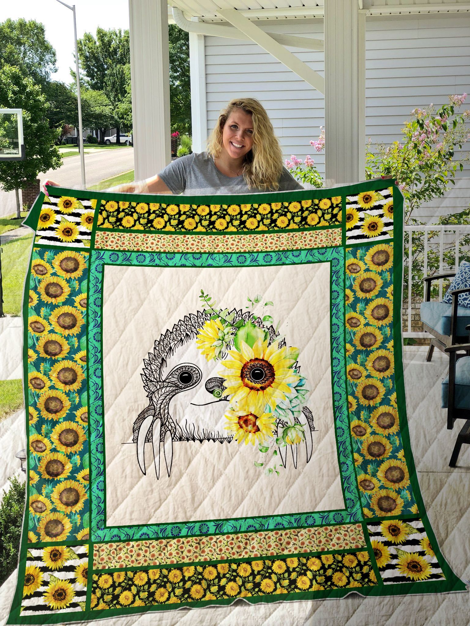 Sloth With Sunflower Quilt Blanket Great Customized Blanket Gifts For Birthday Christmas Thanksgiving Sloth With Sunflower Quilt Blanket Great Customized Blanket Gifts For Birthday Christmas Thanksgiving