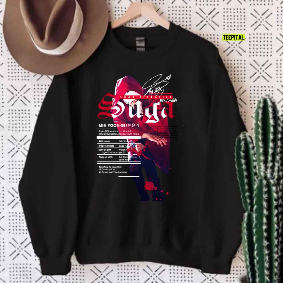 Suga BTS BANGTAN Profile Fanart Unisex Sweatshirt Suga BTS BANGTAN Profile Fanart Unisex Sweatshirt