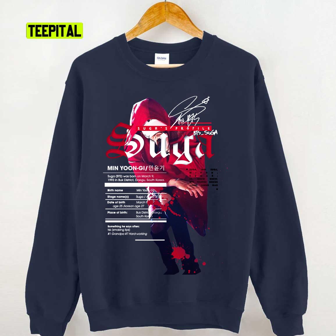Suga BTS BANGTAN Profile Fanart Unisex Sweatshirt Suga BTS BANGTAN Profile Fanart Unisex Sweatshirt