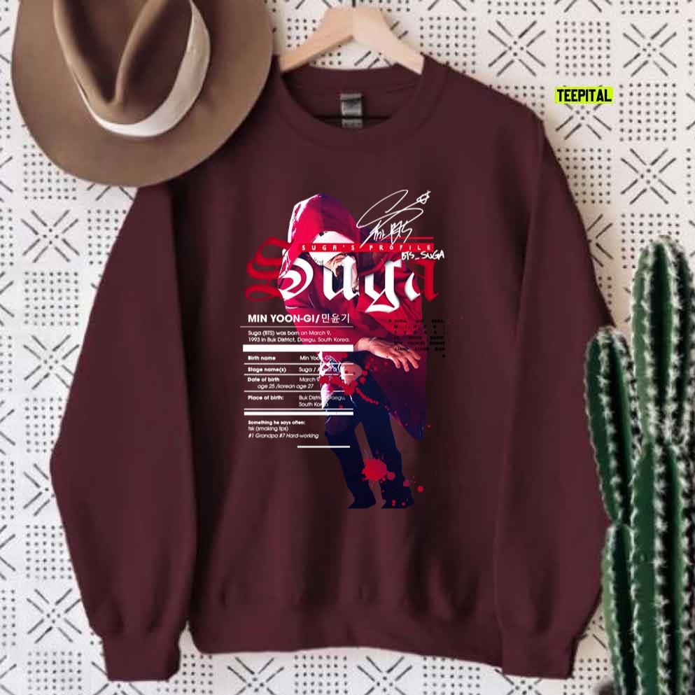 Suga BTS BANGTAN Profile Fanart Unisex Sweatshirt Suga BTS BANGTAN Profile Fanart Unisex Sweatshirt