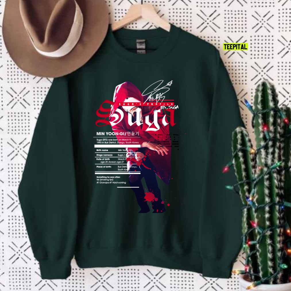 Suga BTS BANGTAN Profile Fanart Unisex Sweatshirt Suga BTS BANGTAN Profile Fanart Unisex Sweatshirt