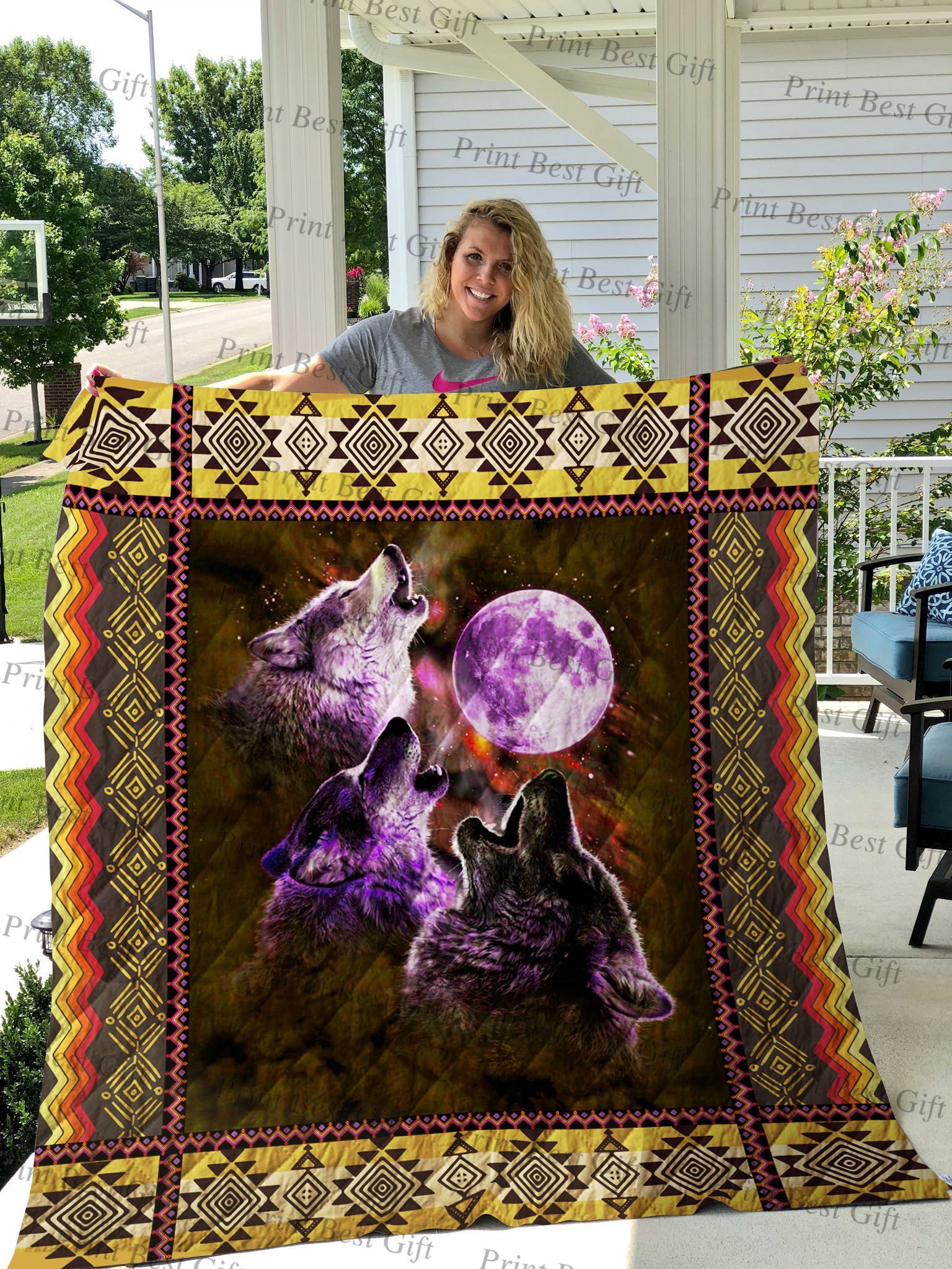 Three Wolves Under The Moon Quilt Blanket Great Customized Blanket Gifts For Birthday Christmas Thanksgiving Three Wolves Under The Moon Quilt Blanket Great Customized Blanket Gifts For Birthday Christmas Thanksgiving