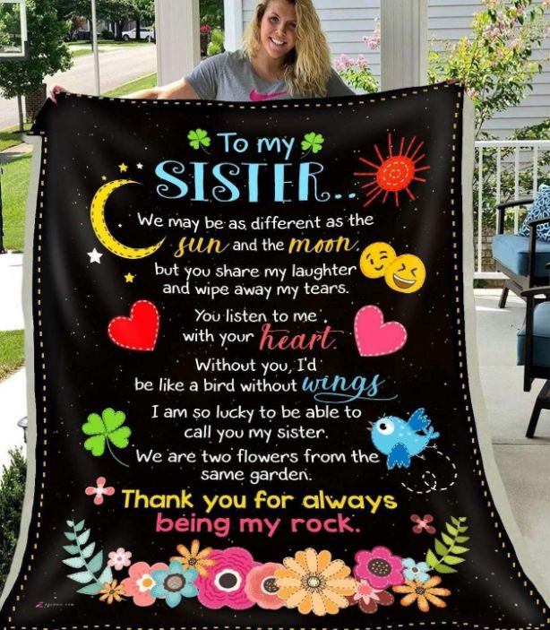 To My Sister Thank You For Always Being My Rock Fleece Blanket Quilt Blanket For Sisiter To My Sister Thank You For Always Being My Rock Fleece Blanket Quilt Blanket For Sisiter