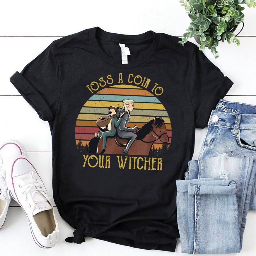 Toss A Coin To Your Witcher Retro Vintage T-Shirt Toss A Coin To Your Witcher Retro Vintage T-Shirt