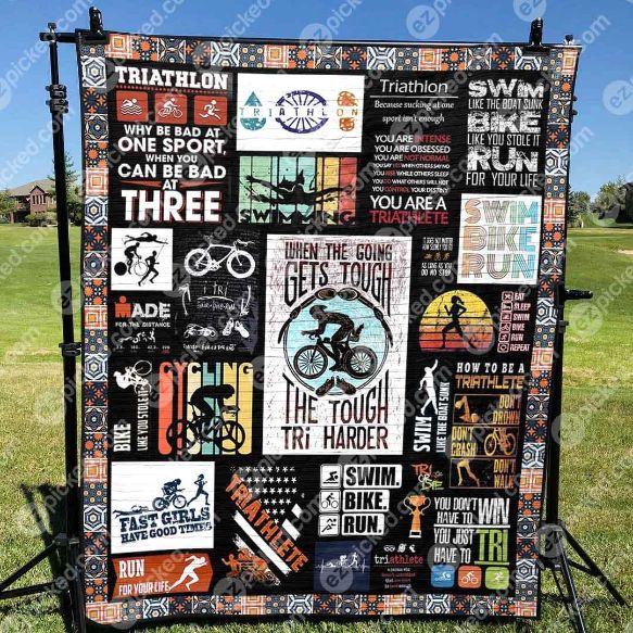 Triathlete Girl Tries Harder Quilt Blanket Ynt9 Triathlete Girl Tries Harder Quilt Blanket Ynt9