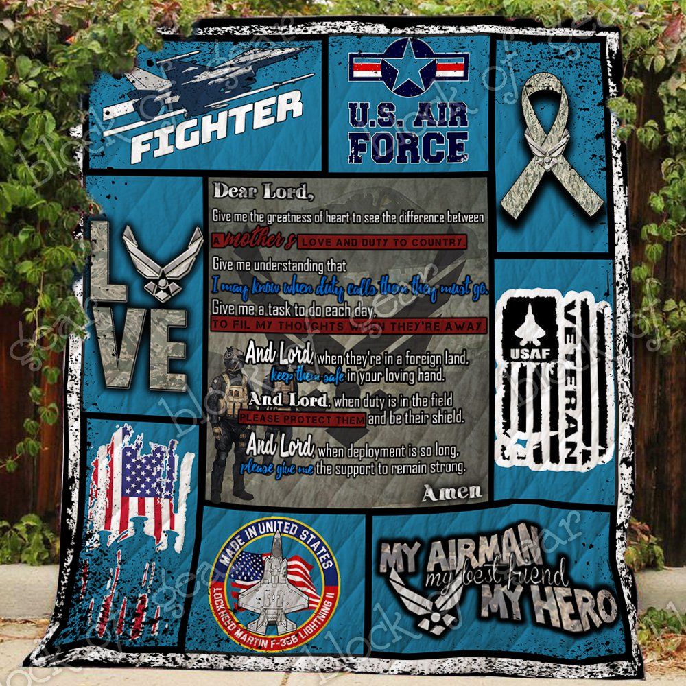 Us Air Force Mom's Prayer Dear Lord Give Me The Greatness Of Heart Quilt Blanket Great Customized Mother's Day Perfect Air Force Us Air Force Mom's Prayer Dear Lord Give Me The Greatness Of Heart Quilt Blanket Great Customized Mother's Day Perfect Air Force