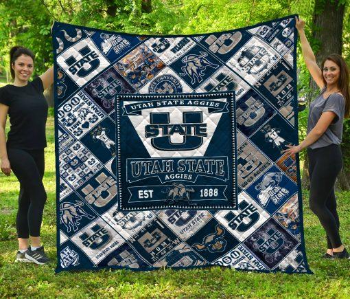 Utah State Aggies Usa Quilt Blanket LC4 Utah State Aggies Usa Quilt Blanket LC4