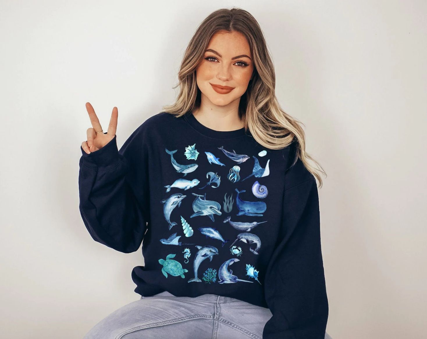 Watercolor Marine Life Sweatshirt Watercolor Marine Life Sweatshirt