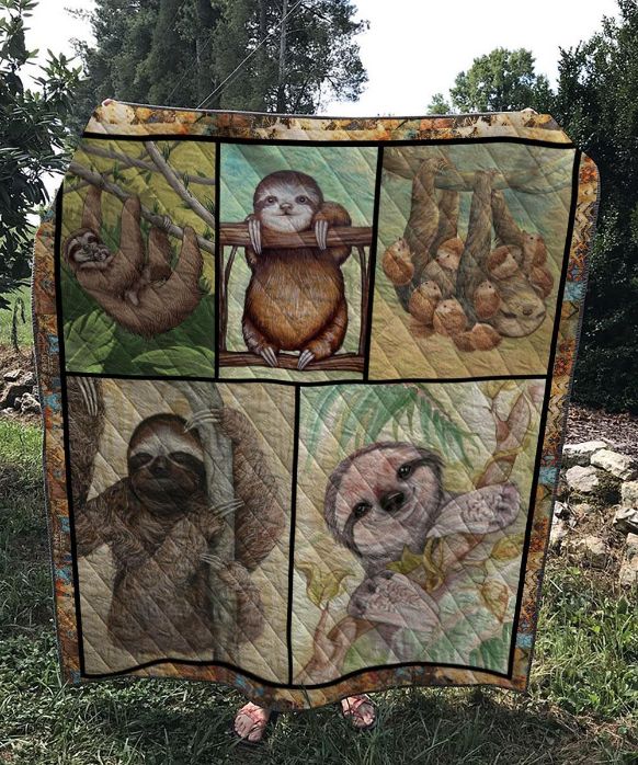 When You Smile Sloth Quilt Blanket When You Smile Sloth Quilt Blanket
