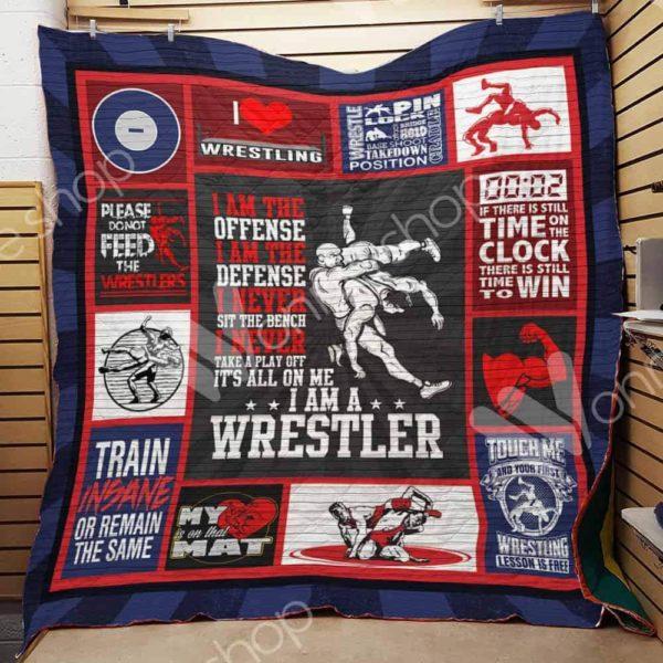 Wrestling Quilt Blanket M0903 87o33 Wrestling Quilt Blanket M0903 87o33