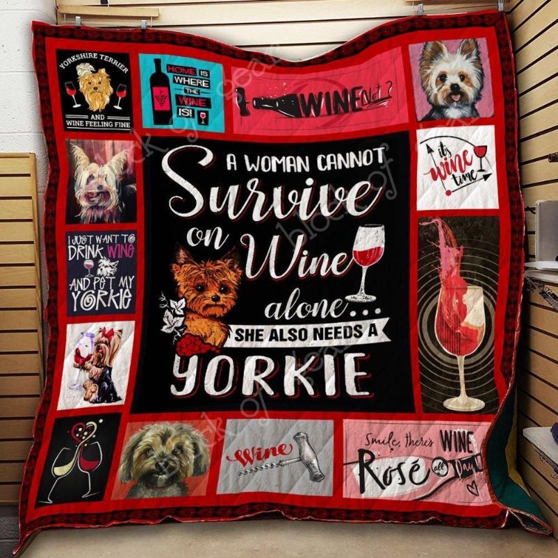 A Woman Cannot Survive On Wine Alone Quilt Blanket A Woman Cannot Survive On Wine Alone Quilt Blanket