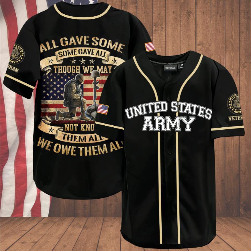All Gave Some Some Gave All Us Army Black Personalized 3d Baseball Jersey All Gave Some Some Gave All Us Army Black Personalized 3d Baseball Jersey