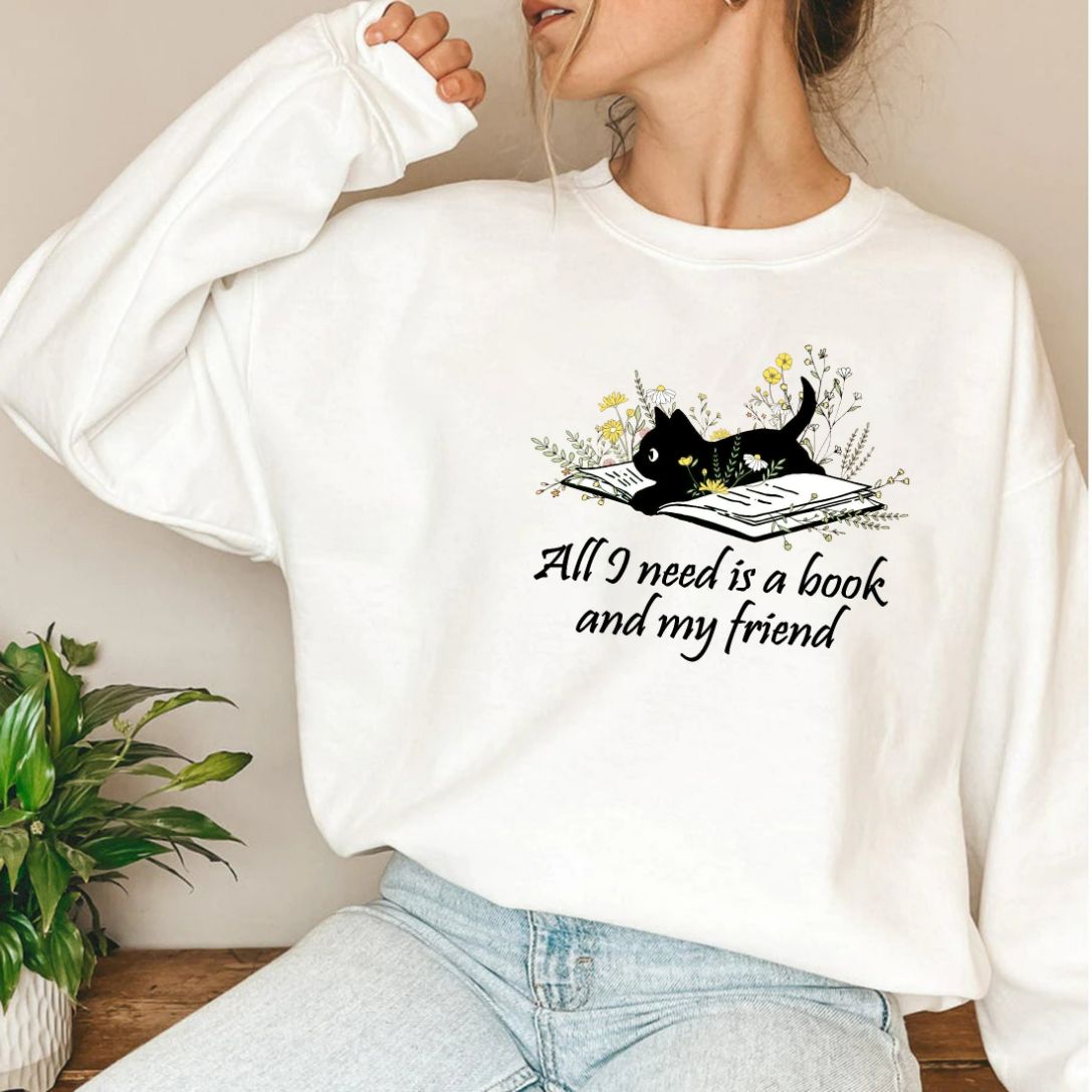 All I Need Cute Cat Book Sweatshirt All I Need Cute Cat Book Sweatshirt