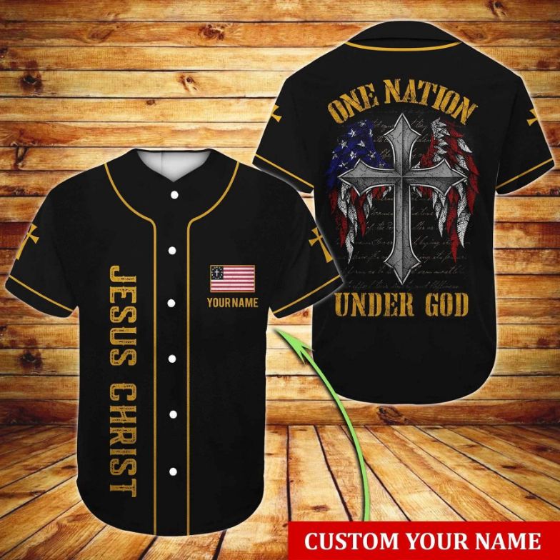 American Christian One Nation Under God Custom Personalized Name Baseball Jersey American Christian One Nation Under God Custom Personalized Name Baseball Jersey