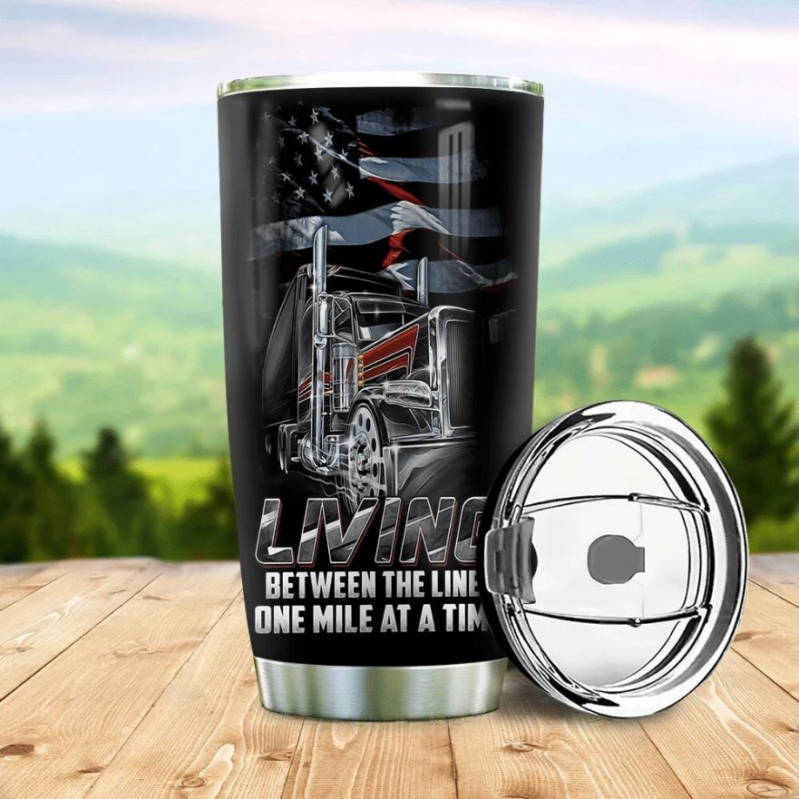 American Flag And Truck Stainless Steel Cup American Flag And Truck Stainless Steel Cup