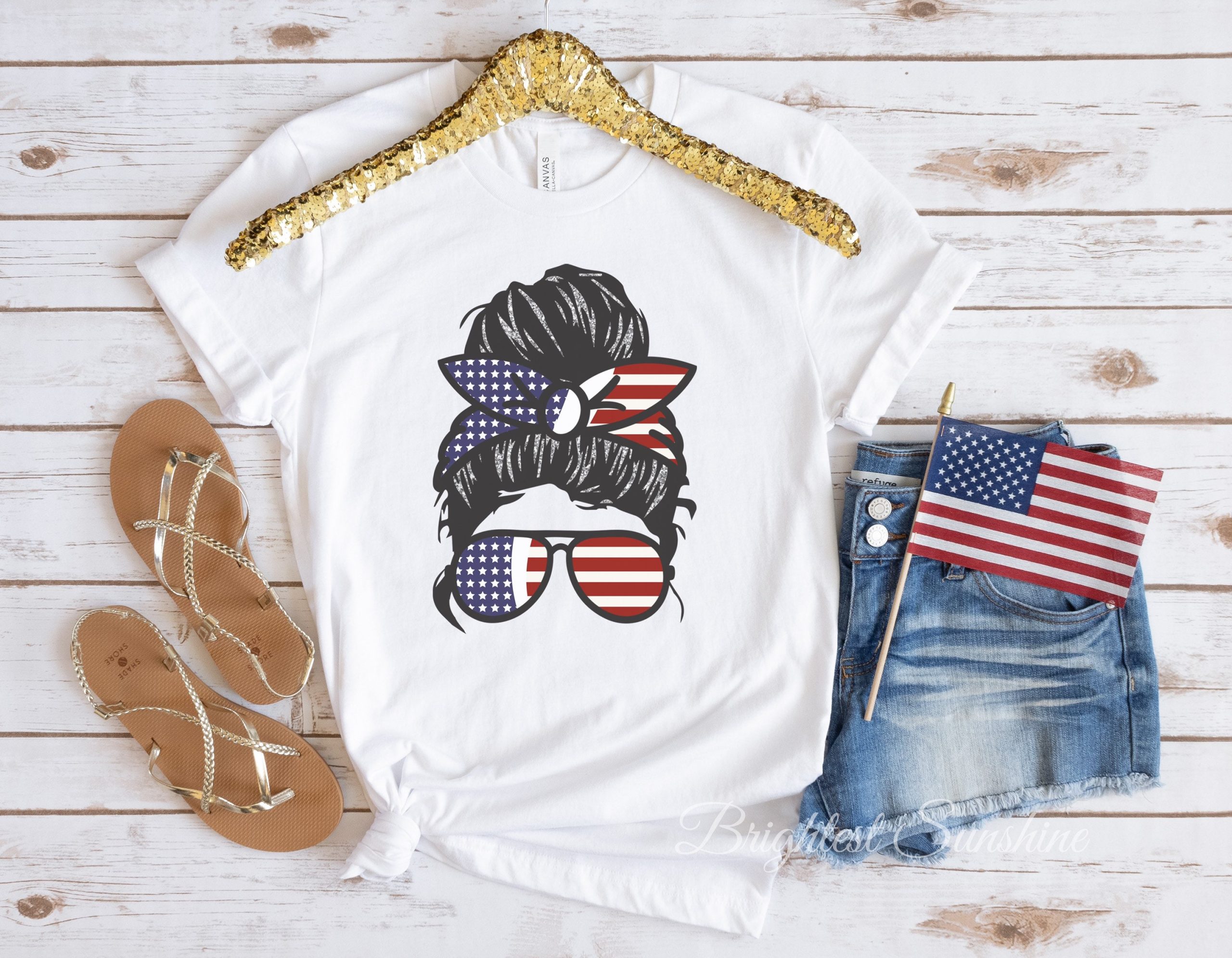 American Flag Girl Memorial Day Unisex T-Shirt American Flag Girl Memorial Day Unisex T-Shirt