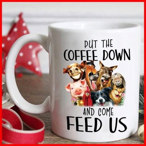 Animals Put The Coffee Down And Come Feed Us Premium Sublime Ceramic Coffee Mug White