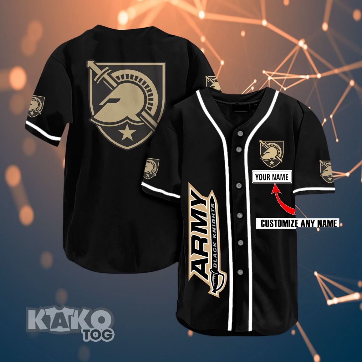 Army Black Knights Personalized Name Ncaa Fans Team 3d Customization Gifts Baseball Jersey Army Black Knights Personalized Name Ncaa Fans Team 3d Customization Gifts Baseball Jersey