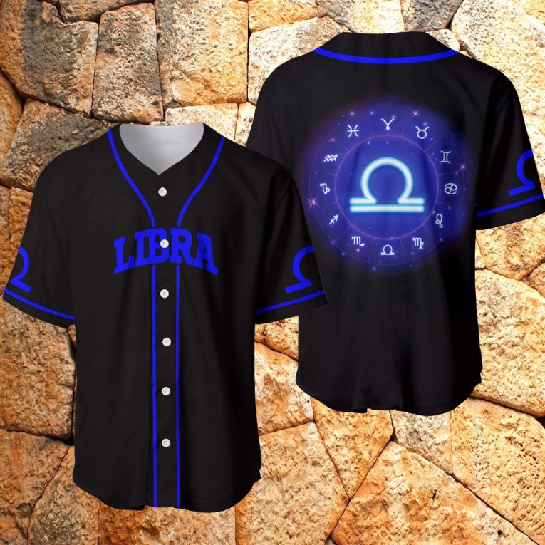 Awesome Libra Zodiac Black Blue Personalized 3d Baseball Jersey Awesome Libra Zodiac Black Blue Personalized 3d Baseball Jersey