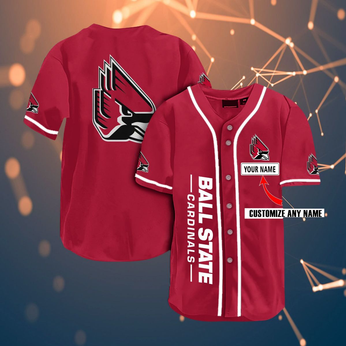 Ball State Cardinals Personalized Name Ncaa Fans Team 3d Customization Gifts Baseball Jersey Ball State Cardinals Personalized Name Ncaa Fans Team 3d Customization Gifts Baseball Jersey