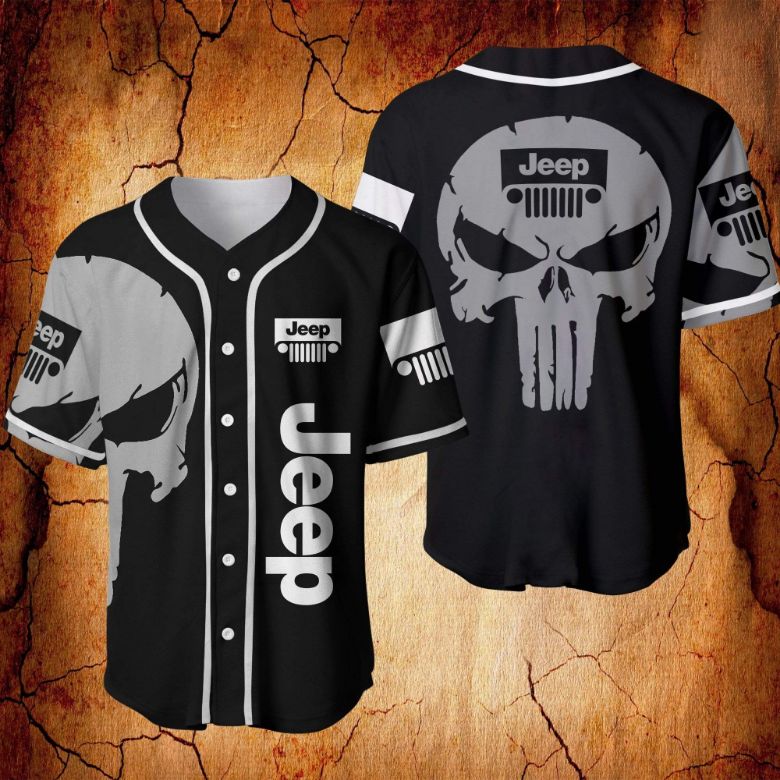 B&ampw Jeep Skull Personalized 3d Baseball Jersey B&ampw Jeep Skull Personalized 3d Baseball Jersey