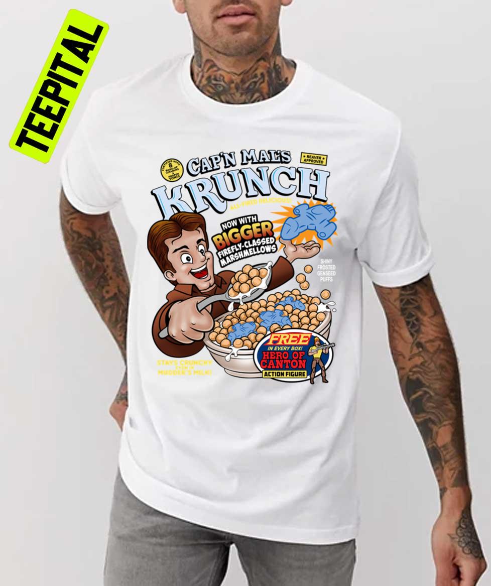 Captain Mal's Krunch Cereal Colorfully Illustrated Unisex T-Shirt Captain Mal's Krunch Cereal Colorfully Illustrated Unisex T-Shirt