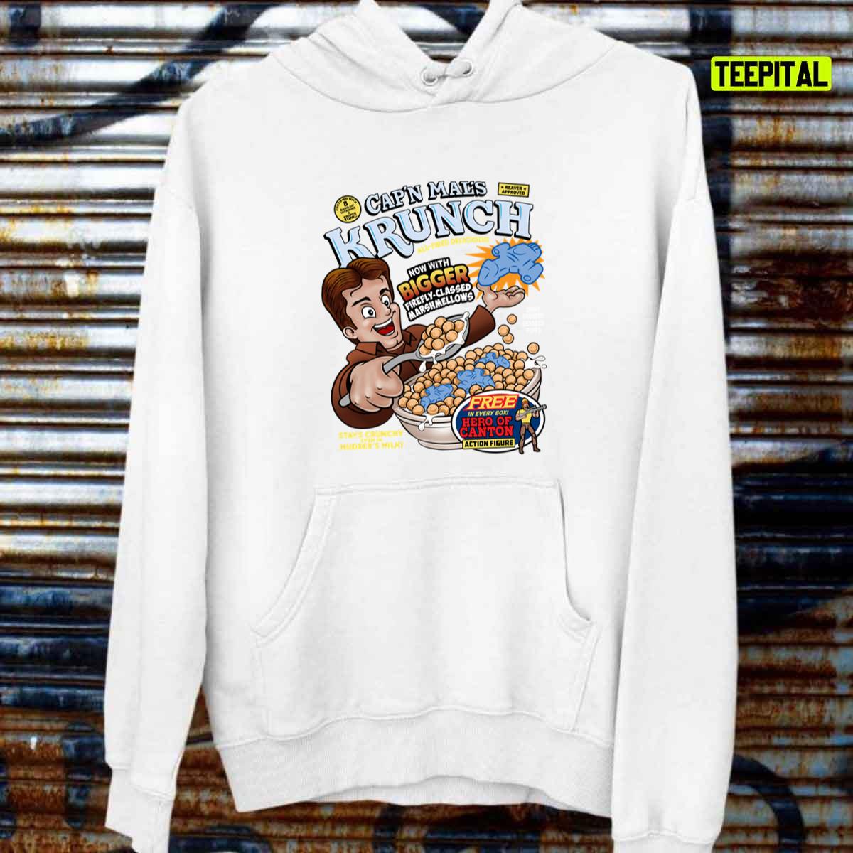 Captain Mal's Krunch Cereal Colorfully Illustrated Unisex T-Shirt Captain Mal's Krunch Cereal Colorfully Illustrated Unisex T-Shirt