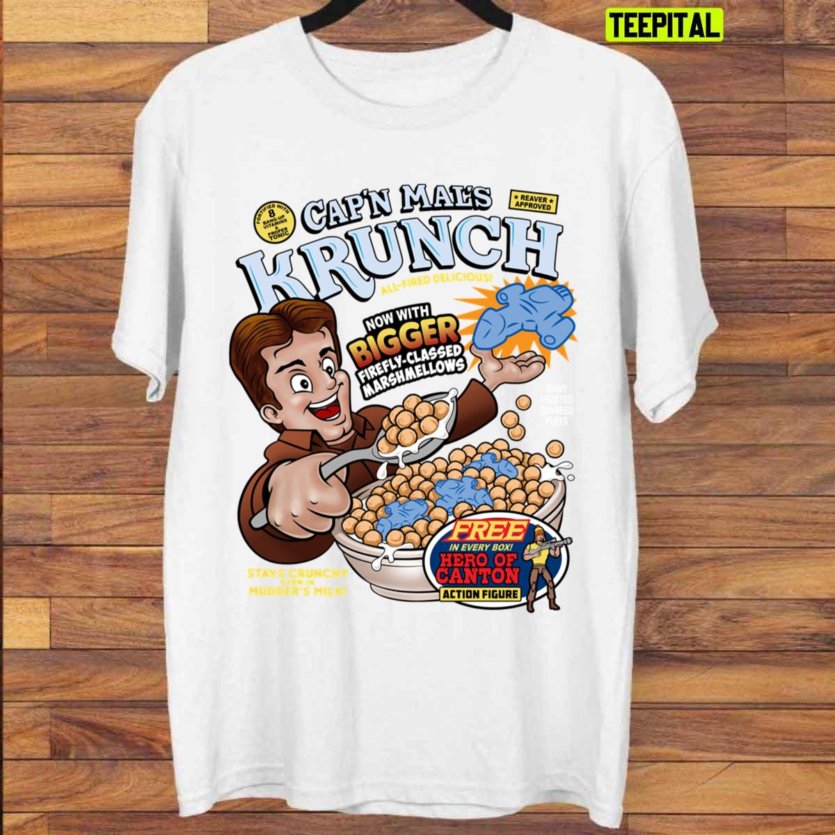 Captain Mal's Krunch Cereal Colorfully Illustrated Unisex T-Shirt Captain Mal's Krunch Cereal Colorfully Illustrated Unisex T-Shirt