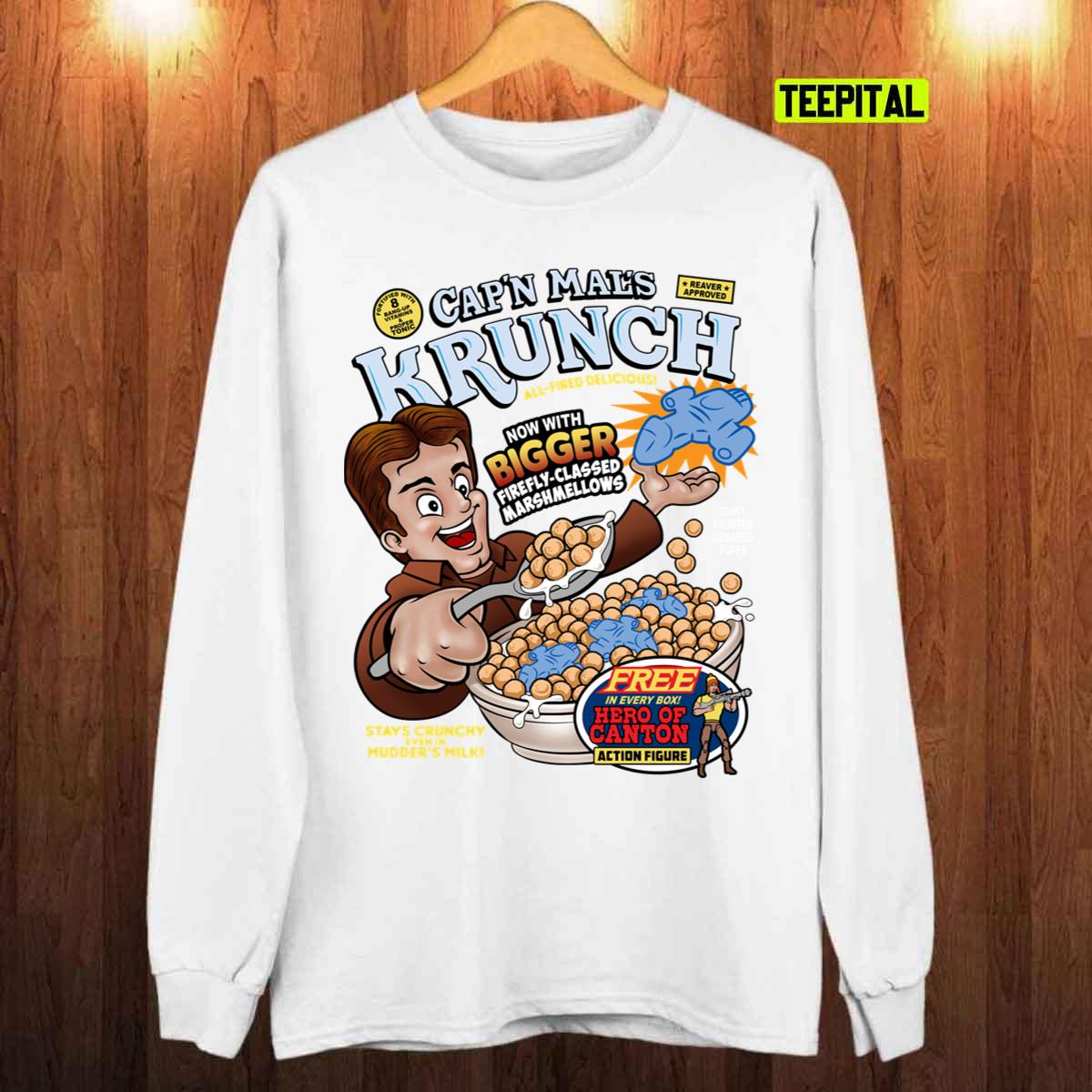 Captain Mal's Krunch Cereal Colorfully Illustrated Unisex T-Shirt Captain Mal's Krunch Cereal Colorfully Illustrated Unisex T-Shirt