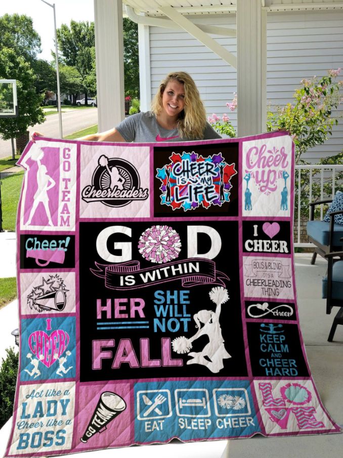 Cheerleading God Is Within Her And She Will Not Fall Quilt Blanket Cheerleading God Is Within Her And She Will Not Fall Quilt Blanket