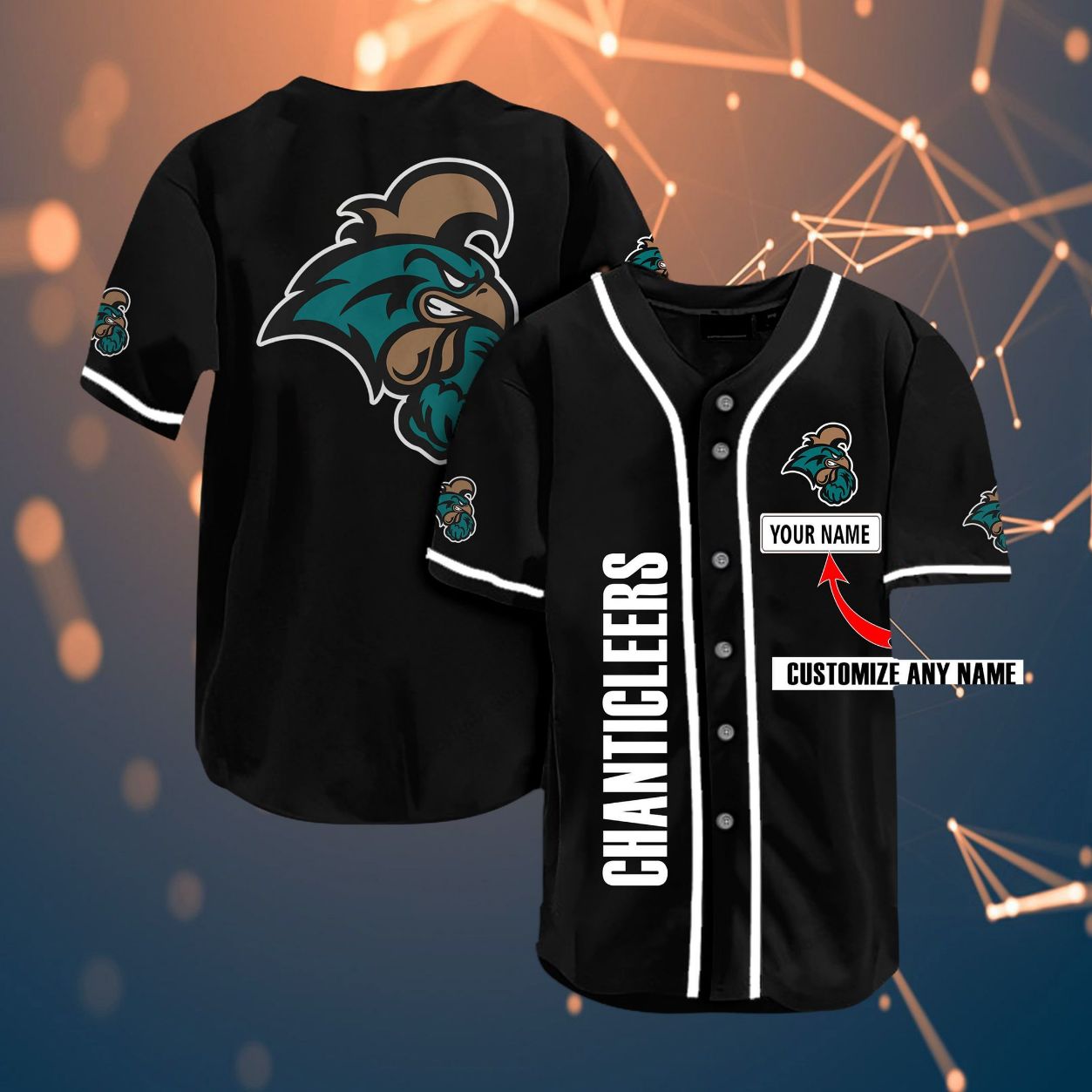 Coastal Carolina Chanticleers Personalized Name Fans Team Ncaa 3d Customization Gifts Baseball Jersey Coastal Carolina Chanticleers Personalized Name Fans Team Ncaa 3d Customization Gifts Baseball Jersey